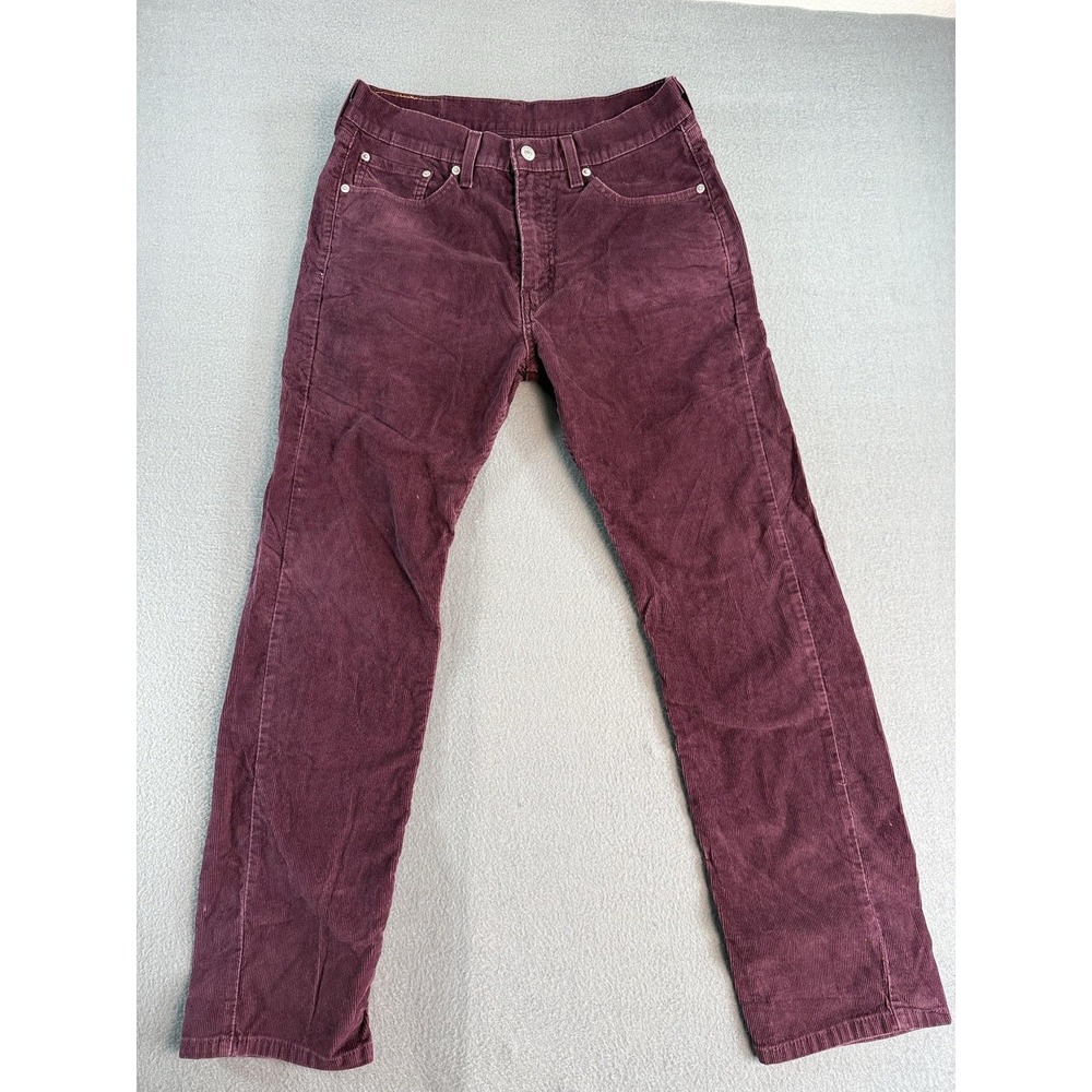 Levi's 505 Jeans Mens 30x30 Purple Corduroy Regular Straight Stretch WaterLess